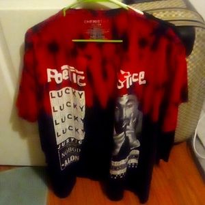 RED AND BLACK 2 PAC POETIC JUSTICE T-SHIRT, SIZE XL